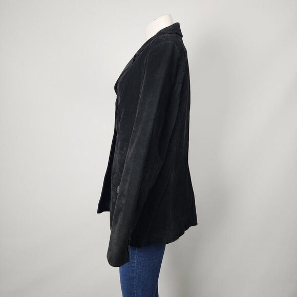 Lady Hathaway Black Suede Button Up Jacket Size L/XL - Picture 6 of 10